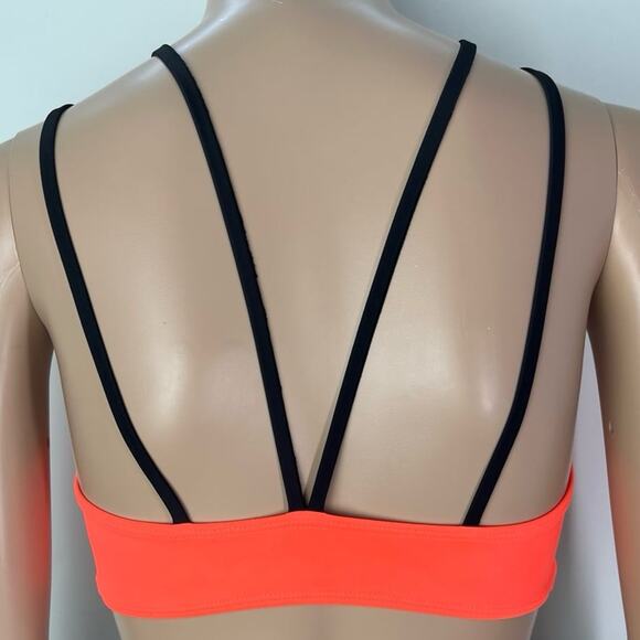 Pily Q Neon Orange Black Strappy Pull Over Bikini Top - Picture 5 of 9